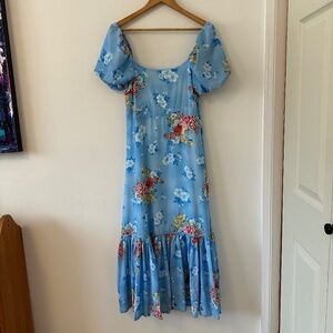 NWT Sunday Up Puff Sleeve Floral Smocked Bodice Dress | Size Large